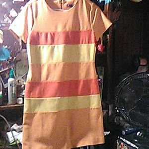Yellow tangerine and orange striped dress